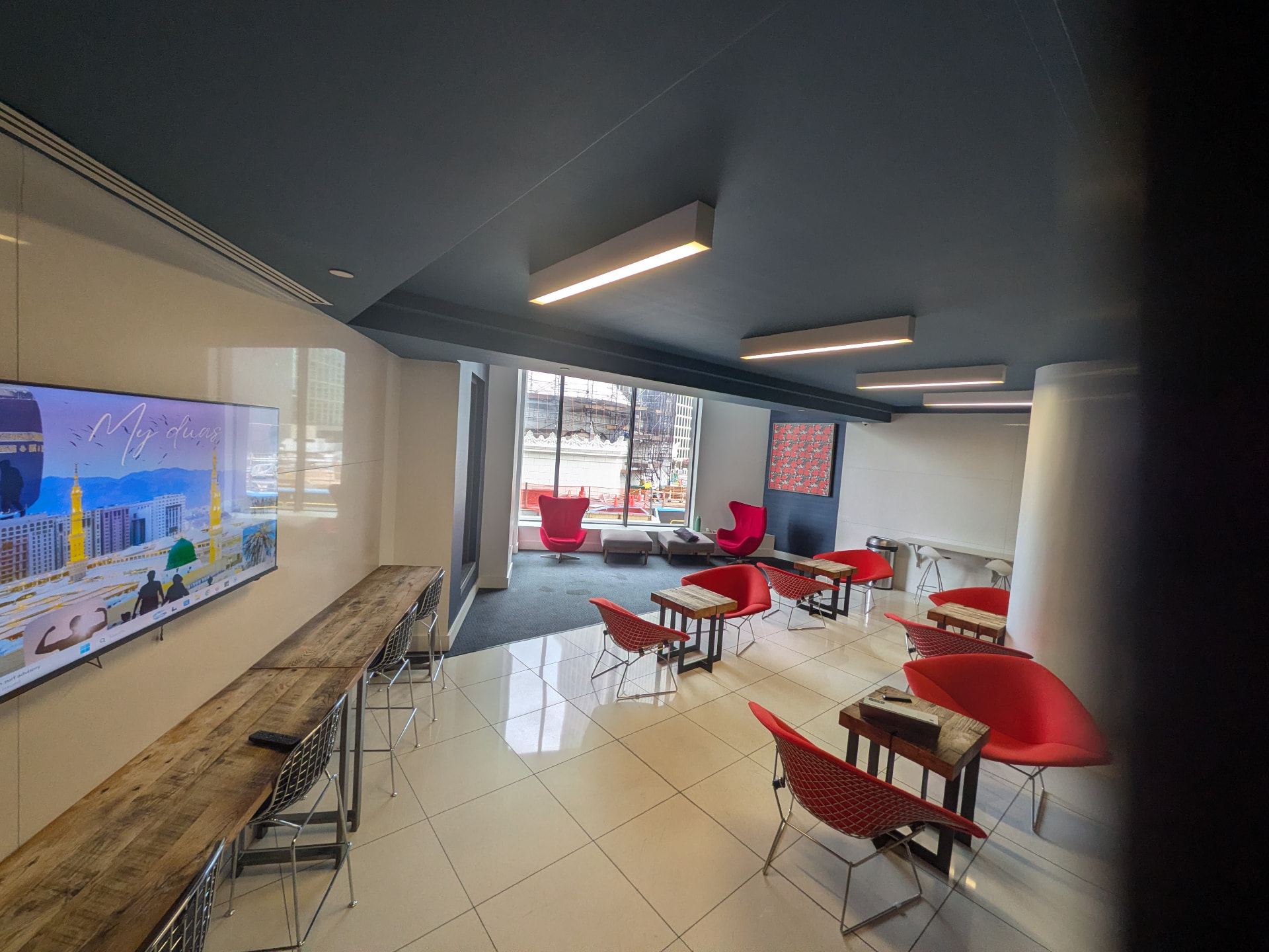 Indoor lounge and seating space for the retreat in downtown Brooklyn